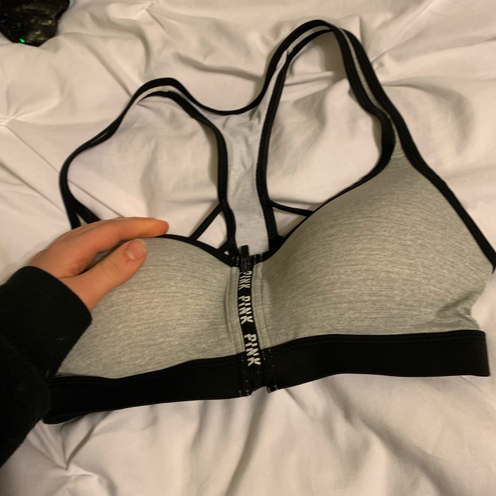 ON HOLD PINK zip up sports bra